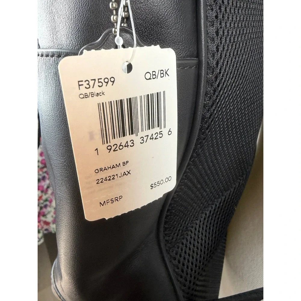 NWT Coach Graham Backpack Black Calf Leather Laptop Bag F37599 Large $550 Work